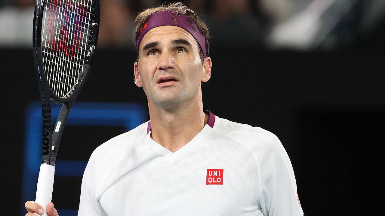 Switzerland's Roger Federer celebrates at the Australian Open.