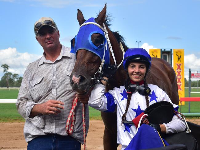 Dakota Graham rides to victory on Bevan Johnson's Fab's Cowboy in the Bendemere Constructions 1000m Bendemere Cup Open Plate.