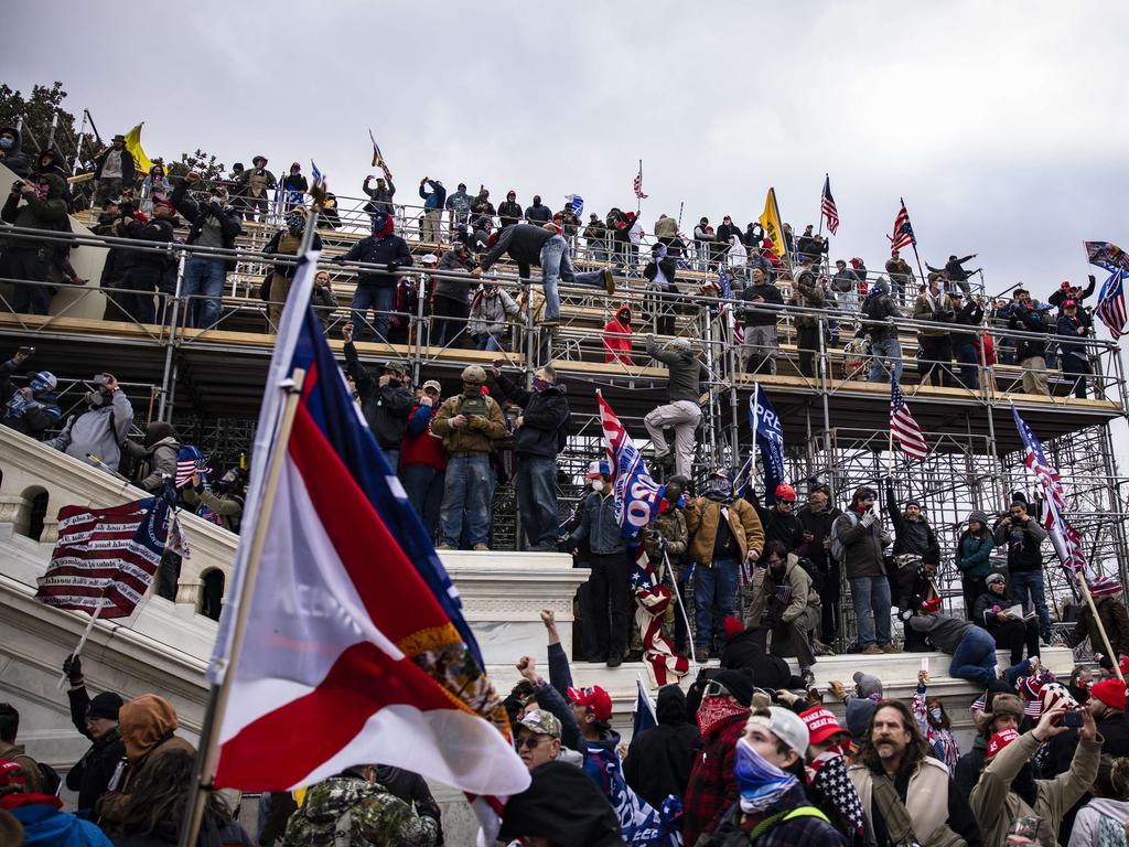 Images of Pro-Trump supporters storming the U.S. Capitol, which interrupted the ratification of President-elect Joe Biden's Electoral College victory. Picture: Samuel Corum/Getty Images/AFP.