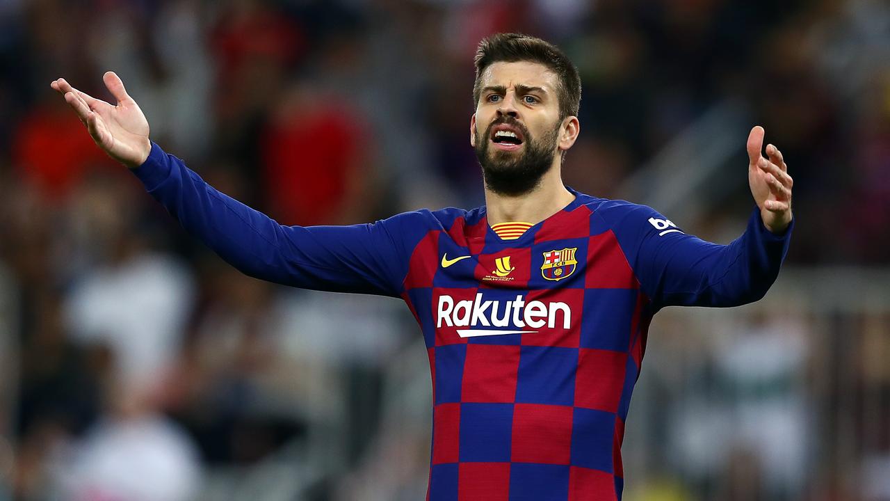 Gerard Pique during the Supercopa de Espana Semi-Final match between FC Barcelona and Club Atletico de Madrid at King Abdullah Sports City on January 09, 2020 in Jeddah, Saudi Arabia. (Photo by Francois Nel/Getty Images)