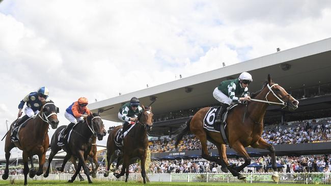 Via Sistina wins the Ranvet Stakes. Picture: Bradley Photos