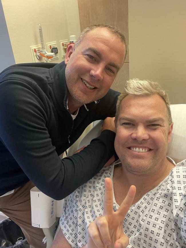 Matt Gilbertson and friend Adam Montagu, associate professor of nursing and the director of the Adelaide Health Simulation unit. Picture: Supplied