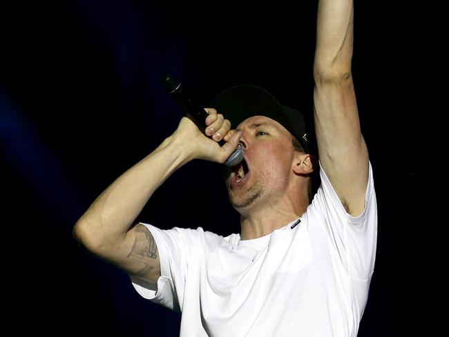 Got the crowd pumped...DJ Suffa of Hilltop Hoods performs at the ARIA Awards after winning Best Urban release for Walking Under Stars. Picture: Cameron Spencer/Getty Images