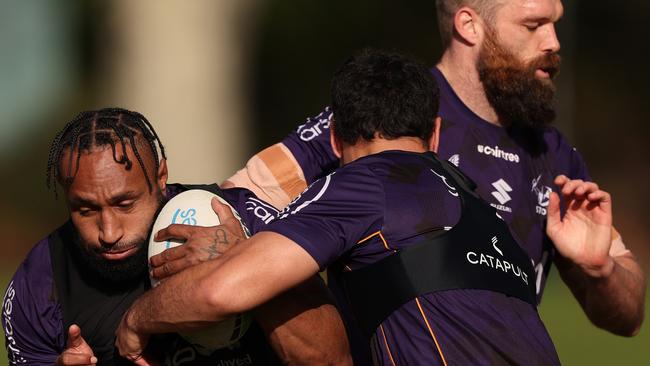 Melbourne Storm players will wear black armbands as a tribute to talented Sunshine Coast 16-year-old Benjamin Hunter who died on June 25. Picture: Robert Cianflone/Getty Images