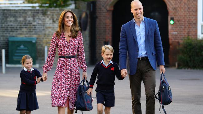 The Duke and Duchess of Cambridge with children Prince George and Princess Charlotte in 2019. Picture: Aaron Chown – WPA Pool/Getty Images