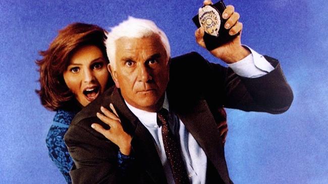 Priscilla Presley and Leslie Nielsen in scene from The Naked Gun 2½: The Smell of Fear.