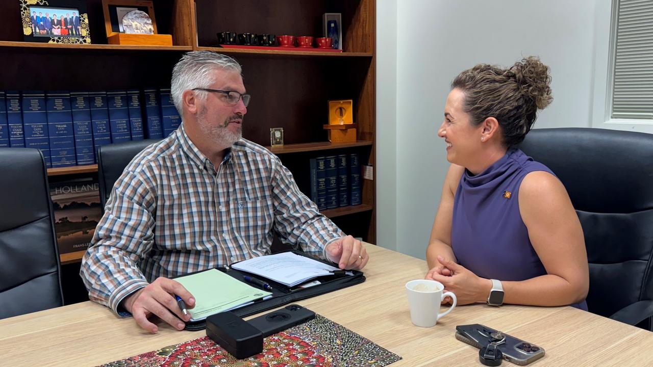 NT Police Association President Nathan Finn meeting with Chief Minister-Elect Lia Finocchiaro last month.