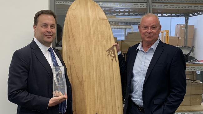 MP Jason Falinski with owner of Guardian Ocean Lindsay Lyon. Picture: Supplied.