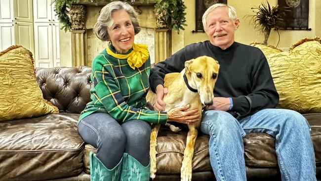 Pam Graham and Jim Vandehaar at their Texas home with Ginger following her arrival this week from Sydney Picture: Supplied