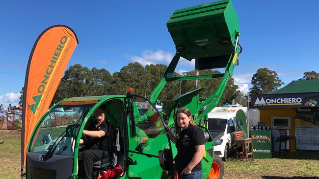 READY TO ROCK: Allen and Jodie Morgan were happy to show off the 20115 Macadamia Harvester. Jody said the $200,000 price tag represents excellent value. "The response has been awesome from macadamia growers coming over and checking it out," she said. Photo: Alison Paterson