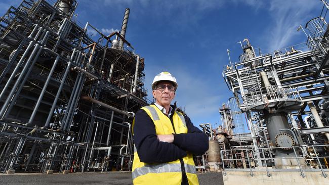 Qenos CEO Stephen Bell at the Olefins plant at Altona in 2022, before it collapsed into administration due to high gas prices. Picture: Nicki Connolly