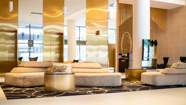 The plush lobby at the Skye Suites. Picture: Mauro Risch