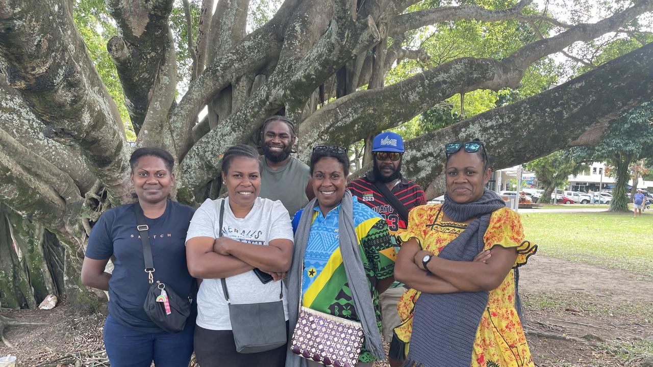 Peter Job and Joely Edwin (back), with (front) Roylyn Manson, Priscilla Porworpp, Melly David and Jenny Nelson attended the CARMA Multicultural Festival at Fogarty Park on Saturday, September 7. Photo: Catherine Duffy