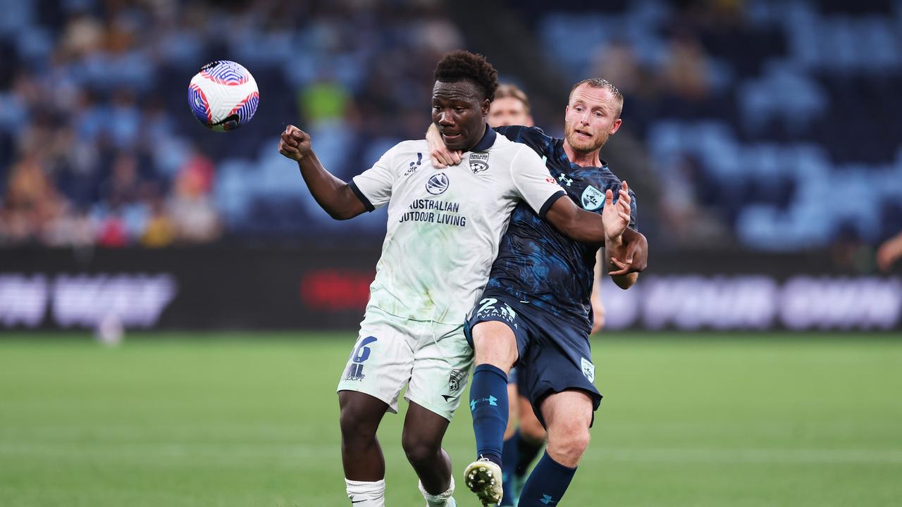 Nestory Irankunda and the rest of the Adelaide United attack made short work of the Sky Blues undermanned defence in Sydney. Picture: Matt King/Getty Images.