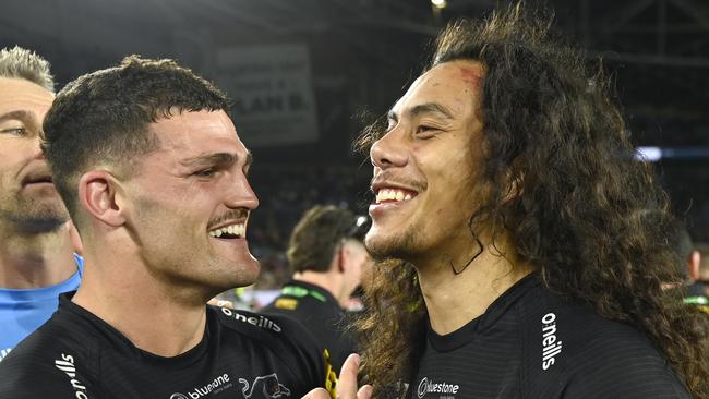 (L-R) Nathan Cleary and Jarome Luai.