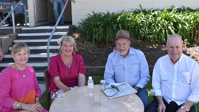 (From left) Wendy Smith, Linda Cholawinskyj, Peter Cholawinskyj and Lawrie Smith from Brisbane at Warwick Cup race day at Allman Park Racecourse, Saturday, October 14, 2023. (Photo: Michael Hudson/ Warwick Daily News)