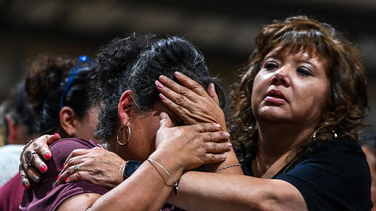 A woman cries as she attends the vigil for the victims of the mass shooting at Robb Elementary School in Uvalde, Texas. Picture: AFP