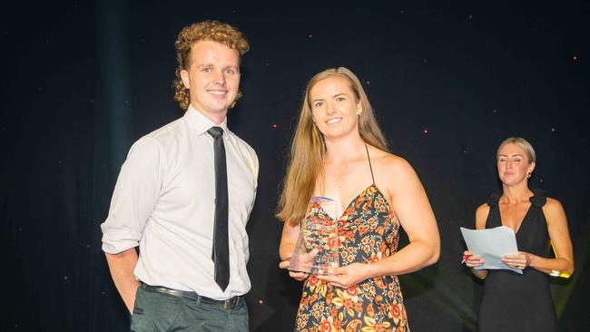 Will Zwar presents Reni Hicks with the ABC player of the year. Picture: Pema Tamang Pakhrin