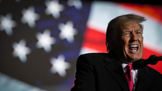 Former US president Donald Trump speaks during a rally at the Dayton International Airport. Picture: AFP