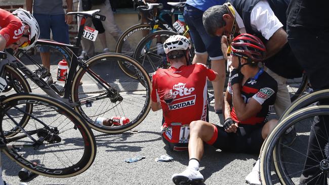 Australia's Richie Porte just moments after his race-ending crash. Picture: AP