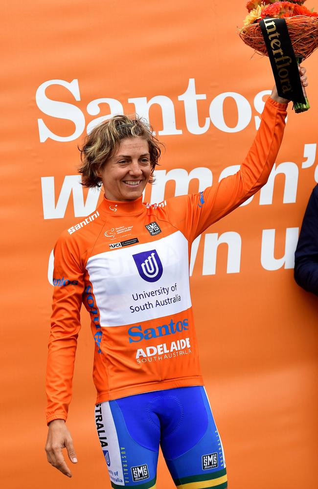 Katrin Garfoot was all smiles after her stage 2 victory. Picture: Bianca De Marchi