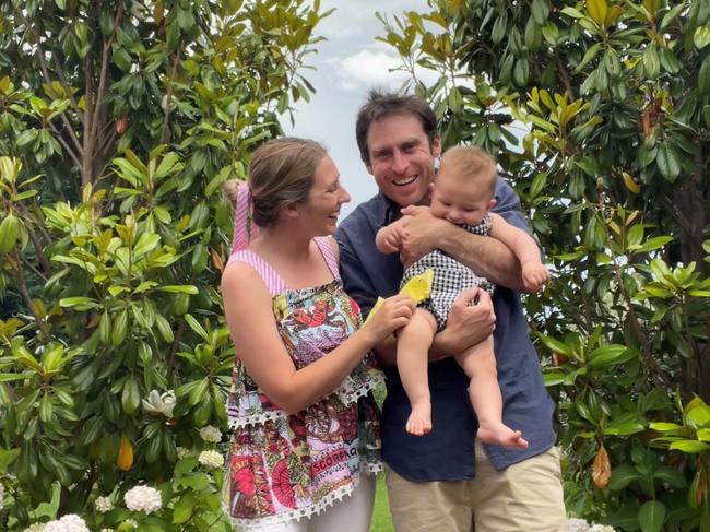 Jessie Davies and husband Andrew Regan with baby Gus, 11 months. the family had just bought a cottage to renovate.