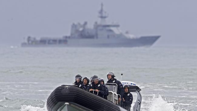 Crew from the HMNZS Wellington return to shore to drop off supplies on December 16, 2019 in Whakatane, New Zealand. Picture: Getty