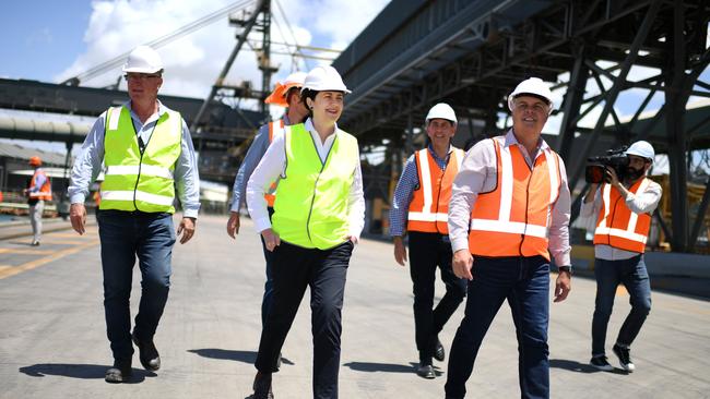 Queensland Premier Annastacia Palaszczuk during a visit to a Bruce Highway upgrade construction site, south of Townsville today. Picture: NCA NewsWire / Dan Peled