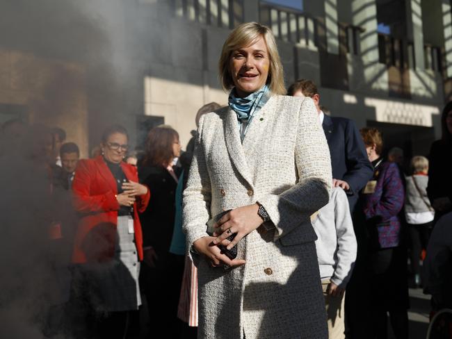 Newly elected member for Warringah Zali Steggall outside Parliament House in Canberra during a smoking ceremony on the first day of the 46th Australian Parliament, 2 July 2019. Picture by Sean Davey/AAP