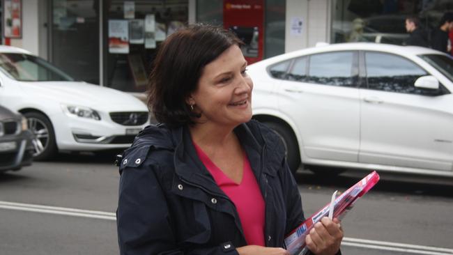 Jodi McKay campaigning for Sally Sitou in Reid. Picture: Alexi Demetriadi