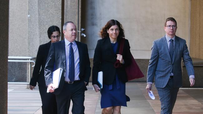 Sue Chrysanthou SC is seen arriving with the rest of her legal team at the Federal Court in Sydney after news broke Ms Wilkinson is suing her former employer Network Ten. Photo by: NCA Newswire / Gaye Gerard