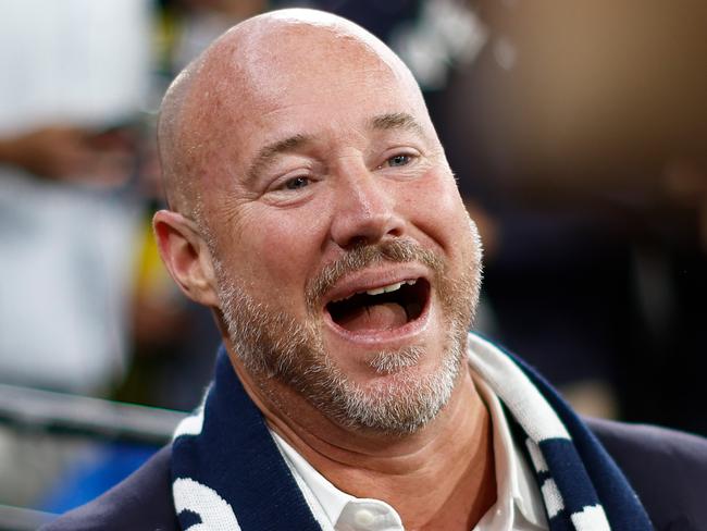 MELBOURNE, AUSTRALIA - MARCH 14: Carlton President Luke Sayers celebrates during the 2024 AFL Round 01 match between the Carlton Blues and the Richmond Tigers at the Melbourne Cricket Ground on March 14, 2024 in Melbourne, Australia. (Photo by Michael Willson/AFL Photos via Getty Images)