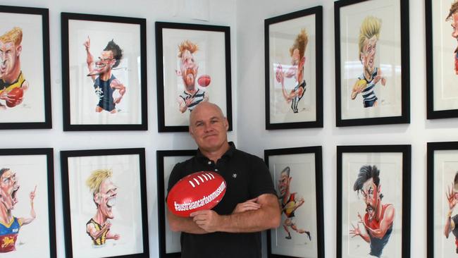 Paul Harvey has been drawing footy caricatures for three decades.