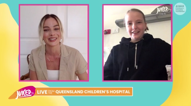 Margot Robbie chatting online with Katie from the Queensland Children's Hospital.