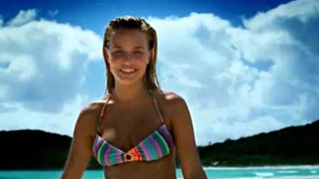 Lara Bingle as she appeared in the “Where the bloody hell are you?” campaign.