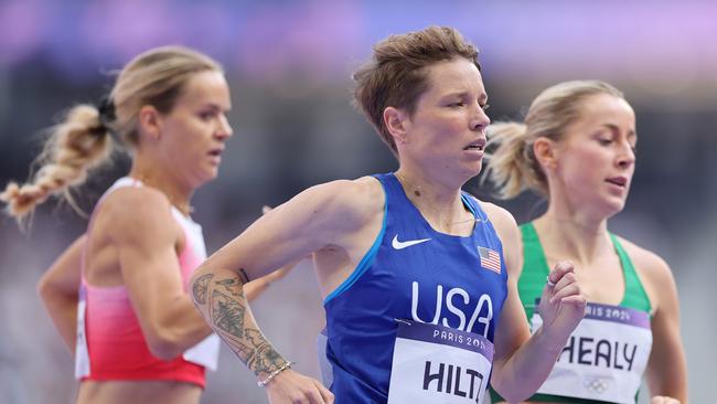 Nikki Hiltz of Team United States competes during the Women's 1500m Round 1 on day eleven of the Olympic Games Paris 2024 at Stade de France on August 06, 2024 in Paris, France. (Photo by Christian Petersen/Getty Images)