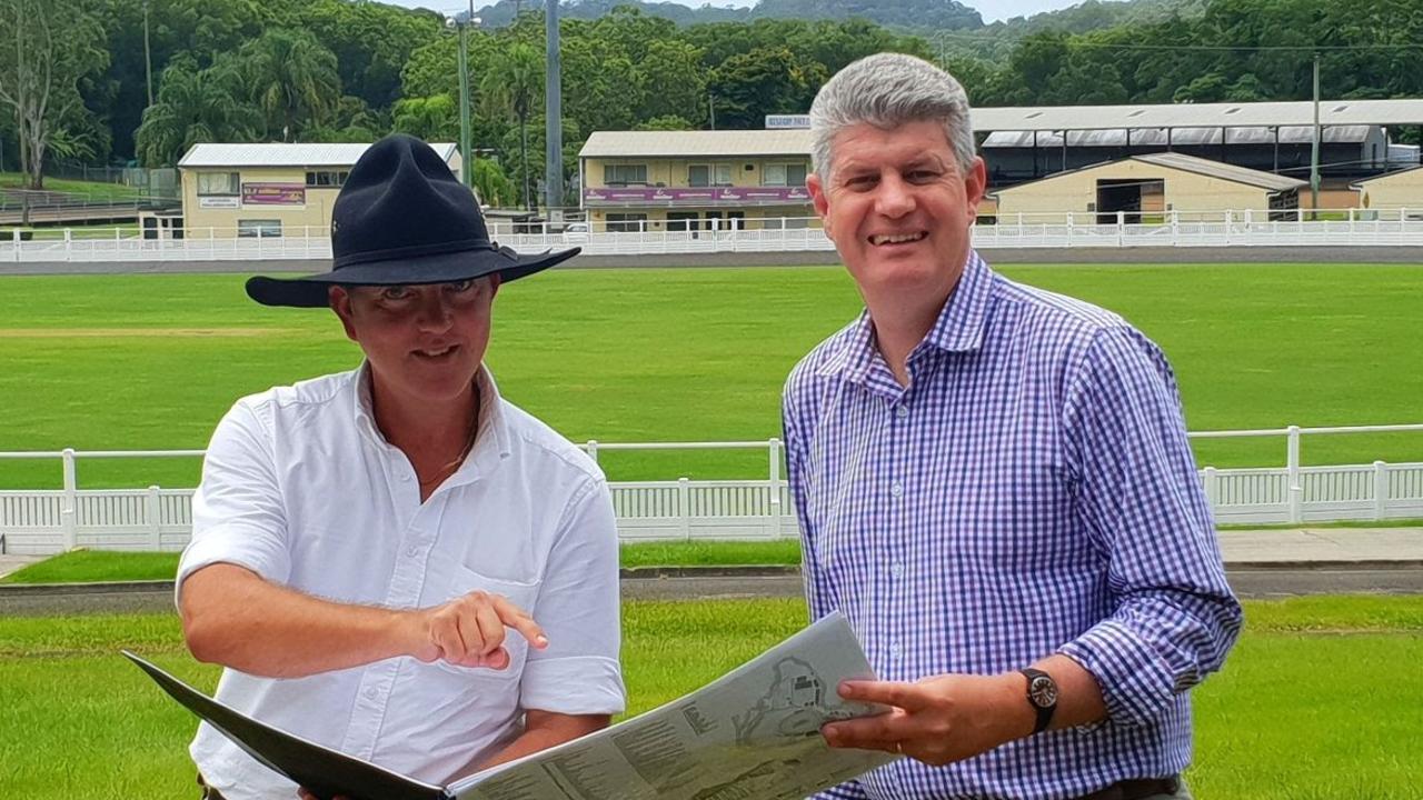 Nicklin MP Robert Skelton, left, and Tourism Industry Development and Innovation and Sport Minister Stirling Hinchliffe.