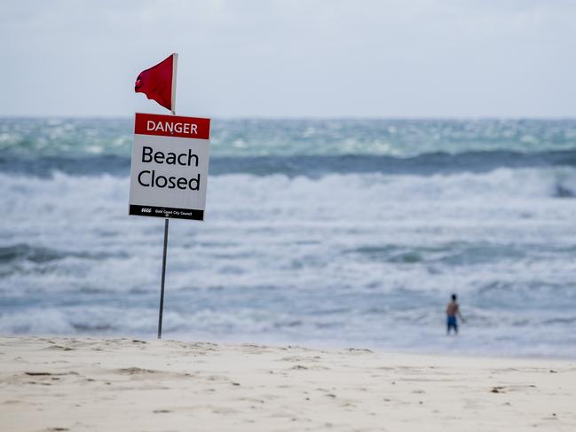 Beaches across the Gold Coast were closed due to heavy surf conditions. Picture: Jerad Williams