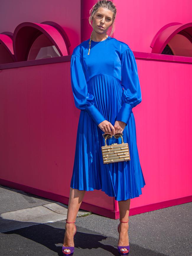 Georgia Connelly in an electric blue frock. Picture: Jason Edwards