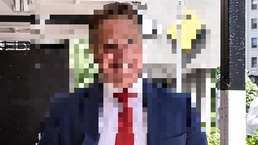 A pixelated image of a former real estate agent from the Sutherland Shire who is on trial for child sex offences in July 2023.