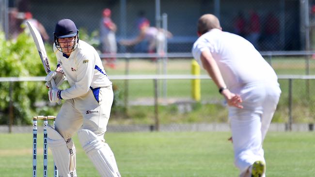 Peninsula batsman Hayden Garton Mater Hill v Peninsula. Saturday November 13, 2021. Picture, John Gass