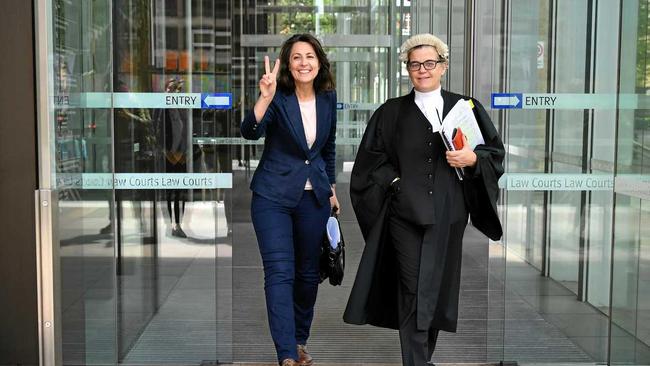 Esther Rockett (left) leaves the Supreme Court in Sydney, Monday, October 15, 2018. Picture: JOEL CARRETT