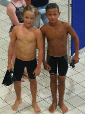 Short, aged 9, with friend Joe McMenamin at the Queensland’s State Sprint Championships.