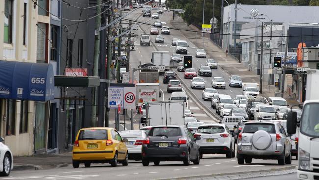 Traffic on Parramatta Rd, Leichhardt. Picture: Craig Wilson