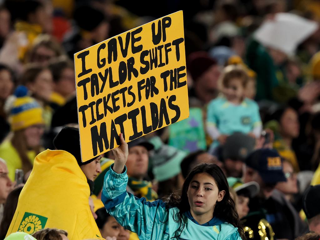 One fan revealed just how much being at the Australia-Denmark game meant to he. Picture: Damian Briggs/Speed Media/Icon Sportswire via Getty Images