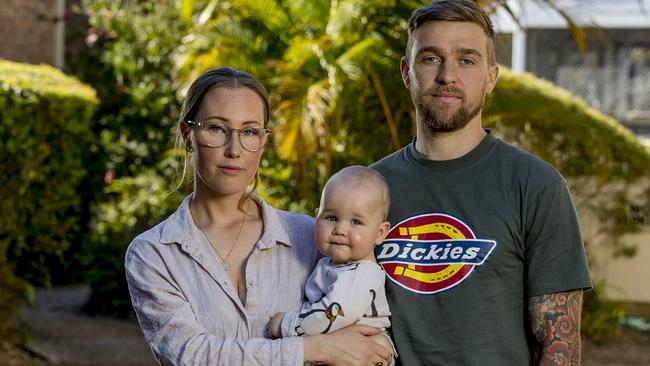 Ella Hayes with her husband Dale Fletcher and their son Marlow Fletcher. Picture: Jerad Williams