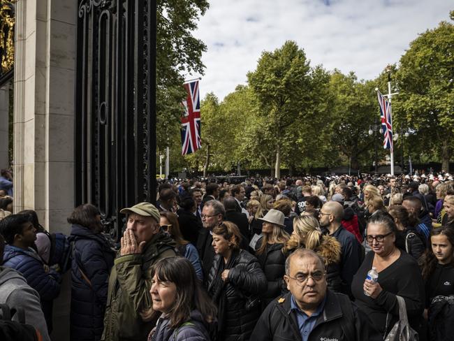 Crowds leave the The Mall near Buckingham Palace after watching the State Funeral of Queen Elizabeth II at Westminster Abbey. Picture: Getty Images