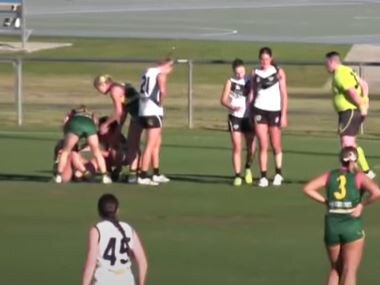 Southport Sharks player caught in on-field incident during QAFLW 2023.