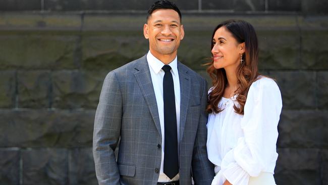 Israel Folau with his wife Maria. Picture: Aaron Francis/The Australian