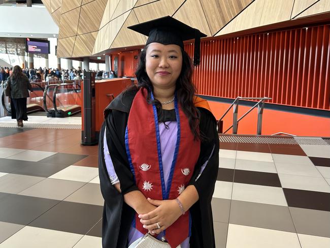 Salma Rana Magar graduates from Australian Catholic University with a Bachelor of Nursing on April 16, 2024. Picture: Brittany Busch